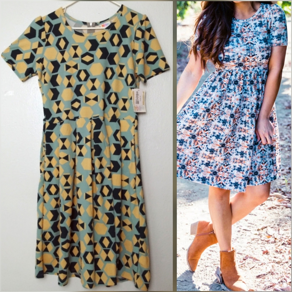 Lularoe Amelia Dress Box Pleats Women's Size XL  Side Pocket